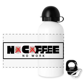 No Coffee No Work – T-shirt café original et graph - Gourde panoramique avec couvercle 500 ml - blanc - Devant