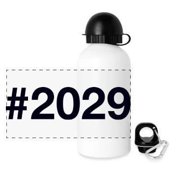 2029 Hashtag - Panorama Trinkflasche mit Deckel 500 ml - Weiß - Vorne