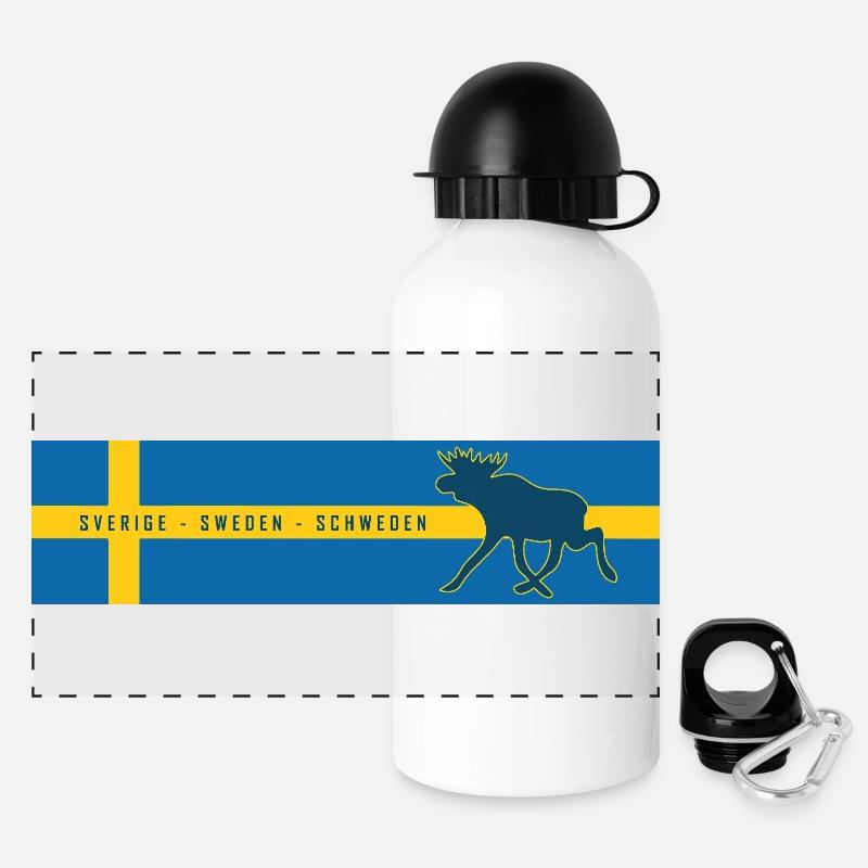 Suède - Sverige - Suède - Orignal - Gourde panoramique avec couvercle 500 ml - blanc