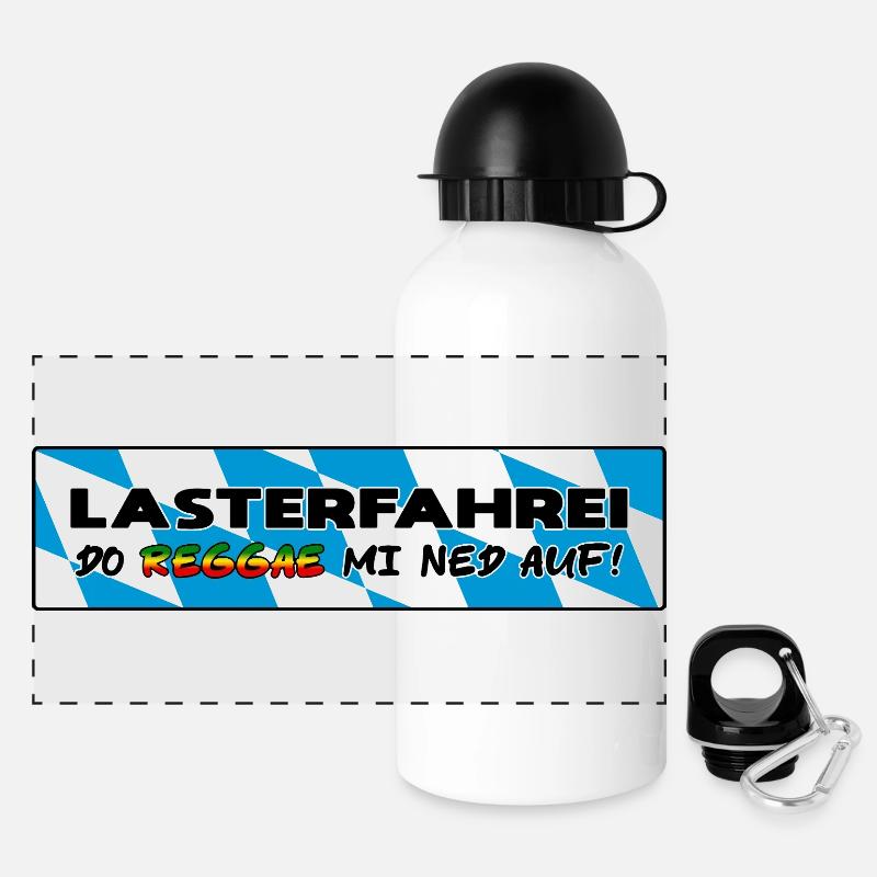 LASTERFAHREI - Do Reggae Mi Ned Auf! BAYERN Eckig - Panorama Trinkflasche mit Deckel 500 ml - Weiß