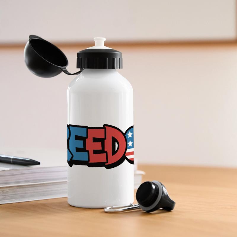 Conception de la Déclaration de Typographie de la Liberté Gourde panoramique avec couvercle 500 ml