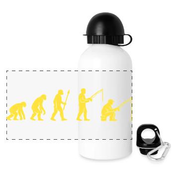 Fischereievolution Pfad Design - Panorama Trinkflasche mit Deckel 500 ml - Weiß - Vorne