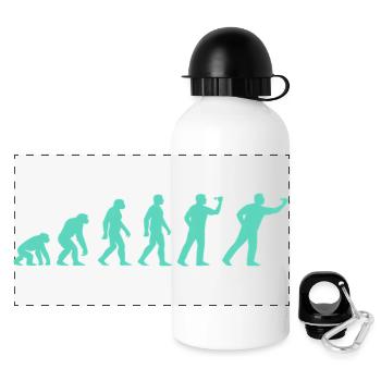 Fortschrittliche Evolutionssilhouette - Panorama Trinkflasche mit Deckel 500 ml - Weiß - Vorne
