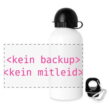 No Backup No Mercy - Kein Backup Kein Mitleid - Panorama Trinkflasche mit Deckel 500 ml - Weiß - Vorne