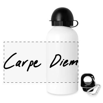 carpe diem - Panorama Trinkflasche mit Deckel 500 ml - Weiß - Vorne