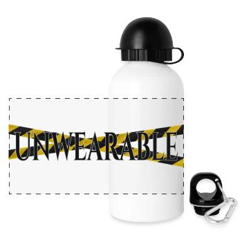 Unwearable – Design statement avec ruban d’avertissement - Gourde panoramique avec couvercle 500 ml - blanc - Devant