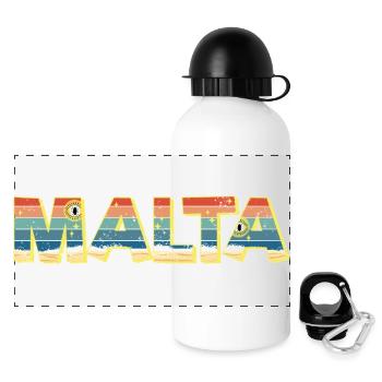 Malta Insel Strand Retro Urlaub Vintage Souvenir - Panorama Trinkflasche mit Deckel 500 ml - Weiß - Vorne
