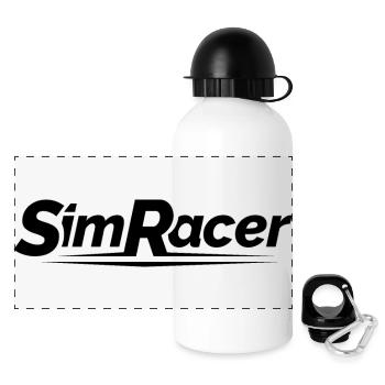 Sim Racer gamer gaming Simulation Logo Symbol - Panorama Trinkflasche mit Deckel 500 ml - Weiß - Vorne