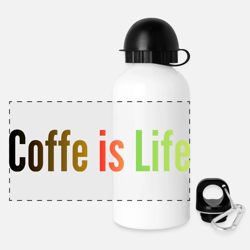 Coffee Lover T-Shirt – Coffee Is Life - Panoramic Thermal Bottle with Lid 500 ml - white