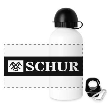 Schur oder Hallo im Siegerland, Farbe variabel! - Panorama Trinkflasche mit Deckel 500 ml - Weiß - Vorne