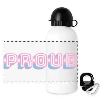 Trans Pride - transgender flag colours - Panoramic Thermal Bottle with Lid 500 ml - white - Front