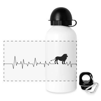 Silhouette du Lion Solitaire - Gourde panoramique avec couvercle 500 ml - blanc - Devant