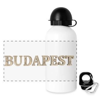 BUDAPEST – Architectural Stone Typography - Panorama Trinkflasche mit Deckel 500 ml - Weiß - Vorne