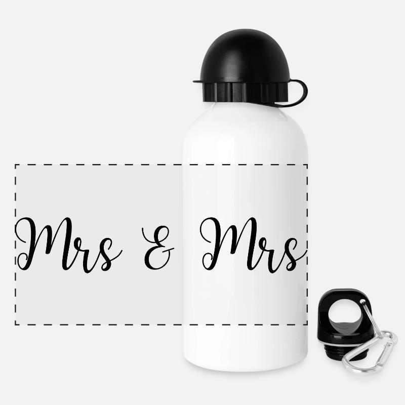 Mrs and Mrs wedding lesbian couple - Panoramic Thermal Bottle with Lid 500 ml - white