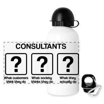 Consultant - What my friends think I do - Panorama Trinkflasche mit Deckel 500 ml - Weiß - Vorne