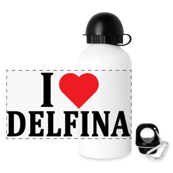 T-Shirt Ich liebe Delfina T-Shirt Geschenkidee - Panorama Trinkflasche mit Deckel 500 ml - Weiß - Vorne