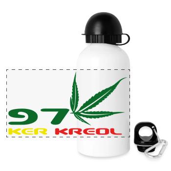 Design Cannabis Leaf Afrika - Panorama Trinkflasche mit Deckel 500 ml - Weiß - Vorne