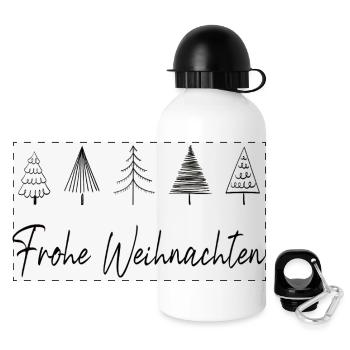 Merry Christmas Line Trees - Panoramic Thermal Bottle with Lid 500 ml - white - Front