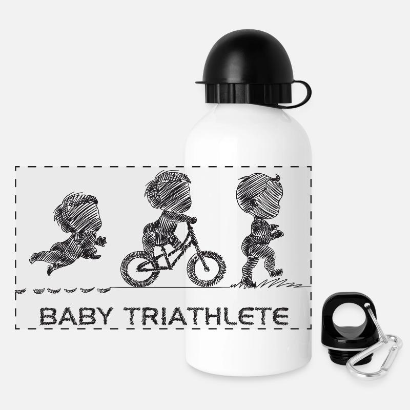 Kleiner Knopf-Triathlet - Panorama Trinkflasche mit Deckel 500 ml - Weiß
