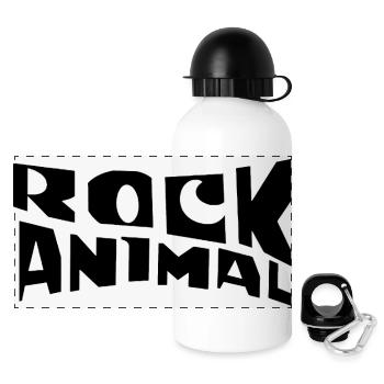rock animal typography logo design - Panoramic Thermal Bottle with Lid 500 ml - white - Front