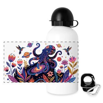 Psychedelic Kraken Bülten Nature Animals Pattern - Panoramic Thermal Bottle with Lid 500 ml - white - Front