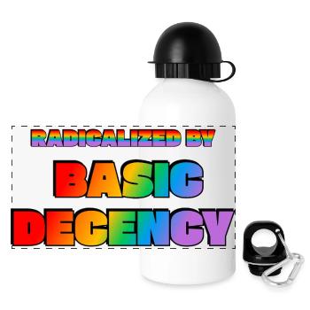 Radicalized by Basic Decency - Panoramic Thermal Bottle with Lid 500 ml - white - Front