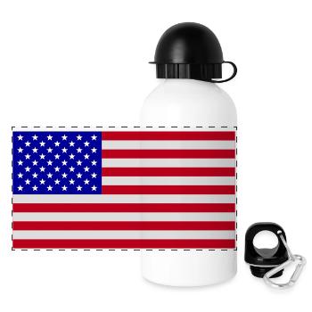 america, flagg, usa - Panoramic Thermal Bottle with Lid 500 ml - white - Front