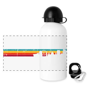 Regenbogen Skyline Silhouette - Panorama Trinkflasche mit Deckel 500 ml - Weiß - Vorne