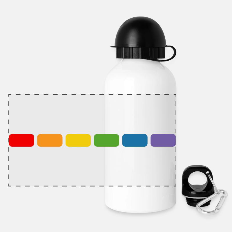 LGBT T Shirt Regenbogen - Panorama Trinkflasche mit Deckel 500 ml - Weiß