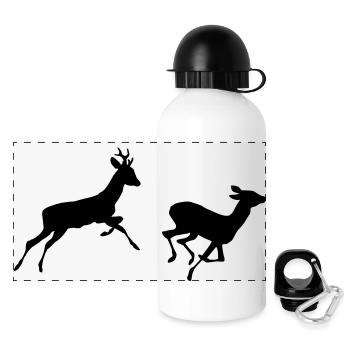 Hirsche - Panorama Trinkflasche mit Deckel 500 ml - Weiß - Vorne