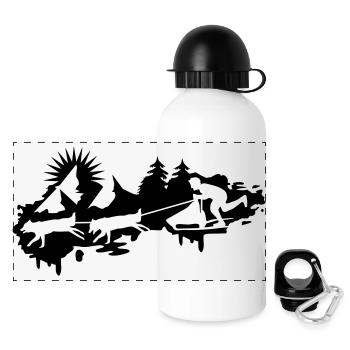 Sled dog race Graffiti - Panoramic Thermal Bottle with Lid 500 ml - white - Front