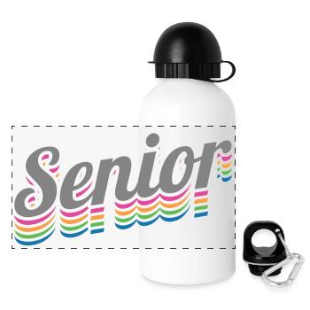 Senior - Student Class Retro Graduation Party Gift - Panoramic Thermal Bottle with Lid 500 ml - white - Front