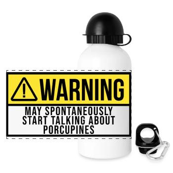 Stachelschwein - Panorama Trinkflasche mit Deckel 500 ml - Weiß - Vorne