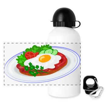 Traditionelles Englisches Frühstück - Panorama Trinkflasche mit Deckel 500 ml - Weiß - Vorne