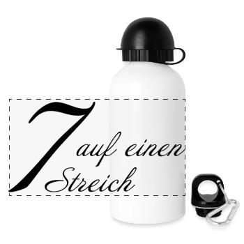 Sieben auf einen Streich - Panorama Trinkflasche mit Deckel 500 ml - Weiß - Vorne