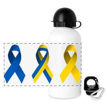 Un signe de paix pour l’Ukraine - Gourde panoramique avec couvercle 500 ml - blanc - Devant