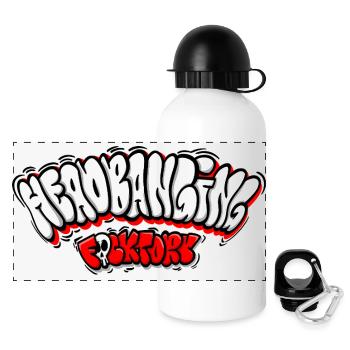 Headbanging-Netzwerk-Graffiti - Panorama Trinkflasche mit Deckel 500 ml - Weiß - Vorne