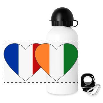 Cœur du drapeau de la France Côte d’Ivoire - Gourde panoramique avec couvercle 500 ml - blanc - Devant