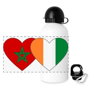 Elfenbeinküste Marokko Flagge Herz - Panorama Trinkflasche mit Deckel 500 ml - Weiß - Vorne