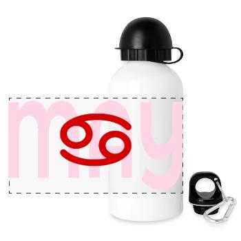 Geburtstag Mai – Sternzeichen Krebs - Panorama Trinkflasche mit Deckel 500 ml - Weiß - Vorne