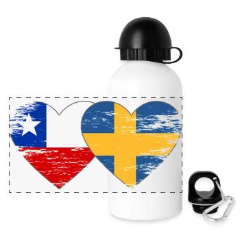 Cœur du drapeau chilien suédois utilisé - Gourde panoramique avec couvercle 500 ml - blanc - Devant