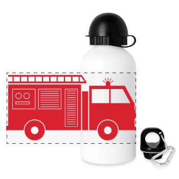 Camion de pompiers - Gourde panoramique avec couvercle 500 ml - blanc - Devant