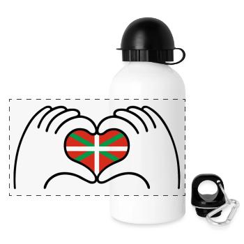 Coeur Basque - Gourde panoramique avec couvercle 500 ml - blanc - Devant