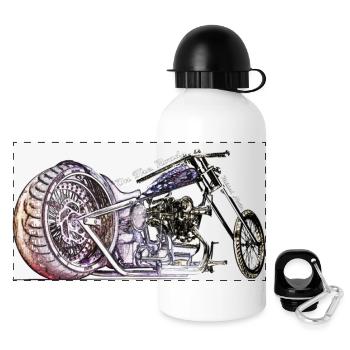 Motorcycles - Panorama Trinkflasche mit Deckel 500 ml - Weiß - Vorne