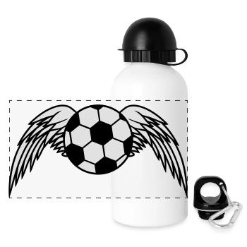 Soccer Ball Angel Wings Design - Panoramic Thermal Bottle with Lid 500 ml - white - Front