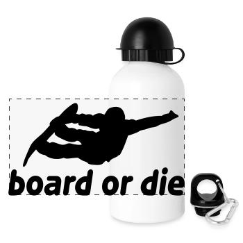board or die - Panorama Trinkflasche mit Deckel 500 ml - Weiß - Vorne