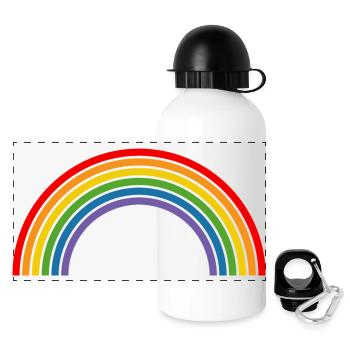 Regenbogen - Panorama Trinkflasche mit Deckel 500 ml - Weiß - Vorne