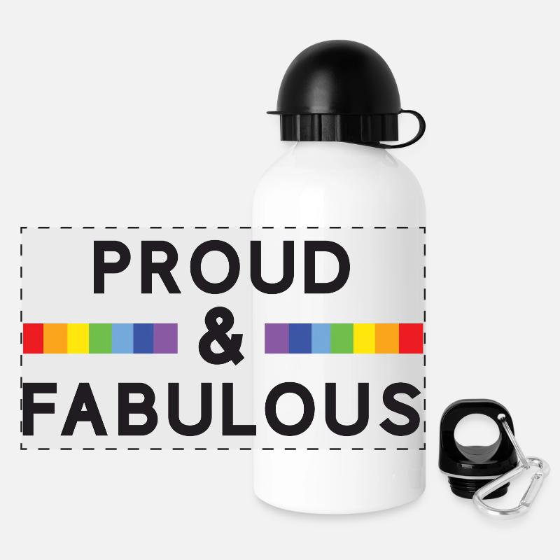 Pride Month - Proud and Fabulous - Panoramic Thermal Bottle with Lid 500 ml - white