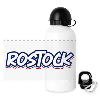 Rostock Schriftzug in blau weiss rot - Panorama Trinkflasche mit Deckel 500 ml - Weiß - Vorne