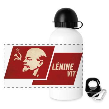 Lenin Saw Flag - Panoramic Thermal Bottle with Lid 500 ml - white - Front